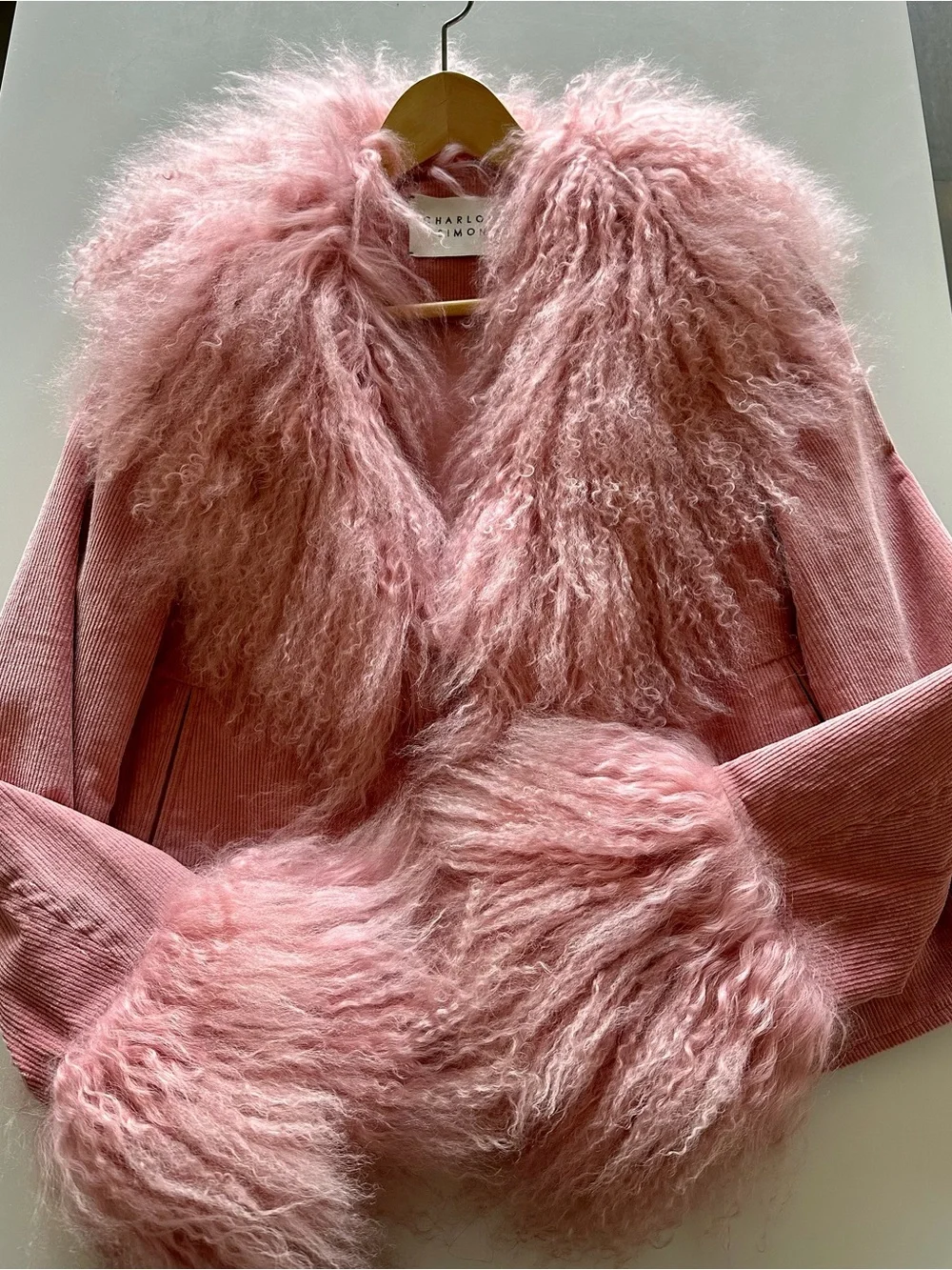 Charlotte Simone Pink Mongolian Fur Cropped Jacket - Picture 5 of 7